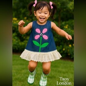 Little Girls 100% Cotton Denim Dress